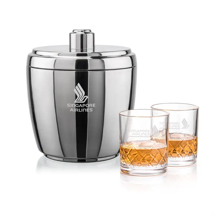 Pescara Ice Bucket and 2 Heceta Glasses Set