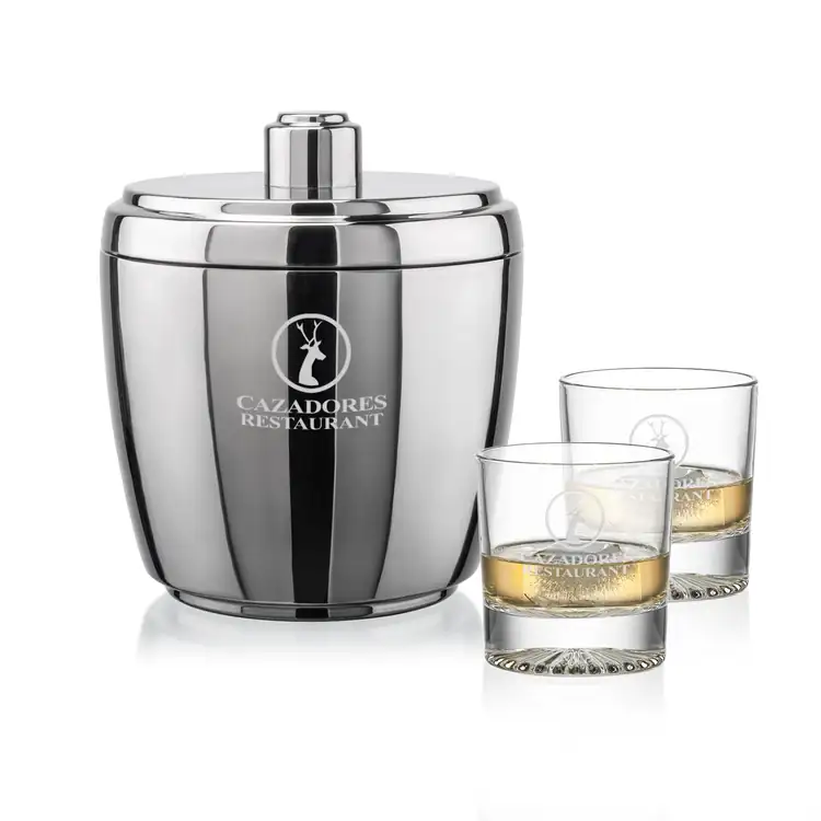 Pescara Ice Bucket and 2 Romford Glasses Set