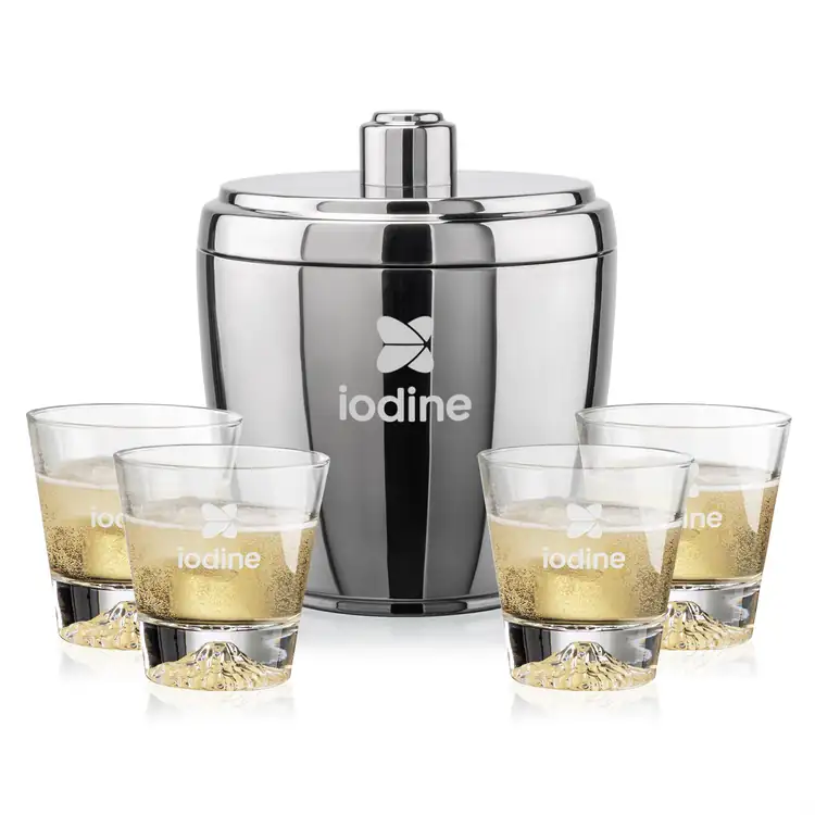 Pescara Ice Bucket and 4 Aspen Glasses Set