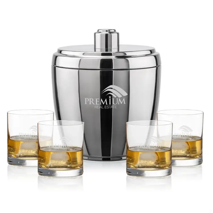 Pescara Ice Bucket and 4 Franca Glasses Set