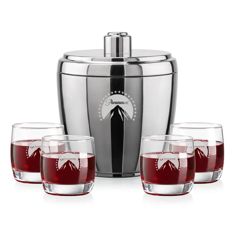 Pescara Ice Bucket and 4 Nordic Glasses Set