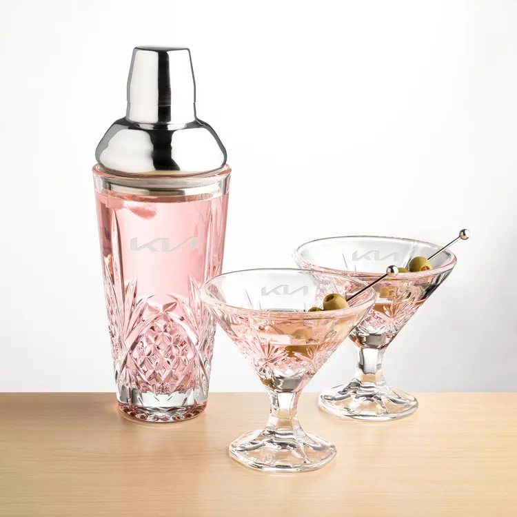 Brinkley Shaker and 2 Brinkley Cocktail Glass Set