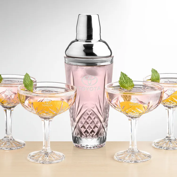 Brinkley Shaker and 4 Brinkley Cocktail Coupe Set