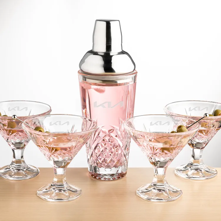Brinkley Shaker and 4 Brinkley Cocktail Glass Set