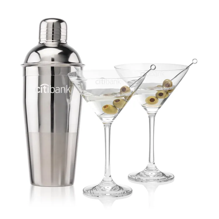 Catania Shaker and 2 Burlington Cocktail Glass Set