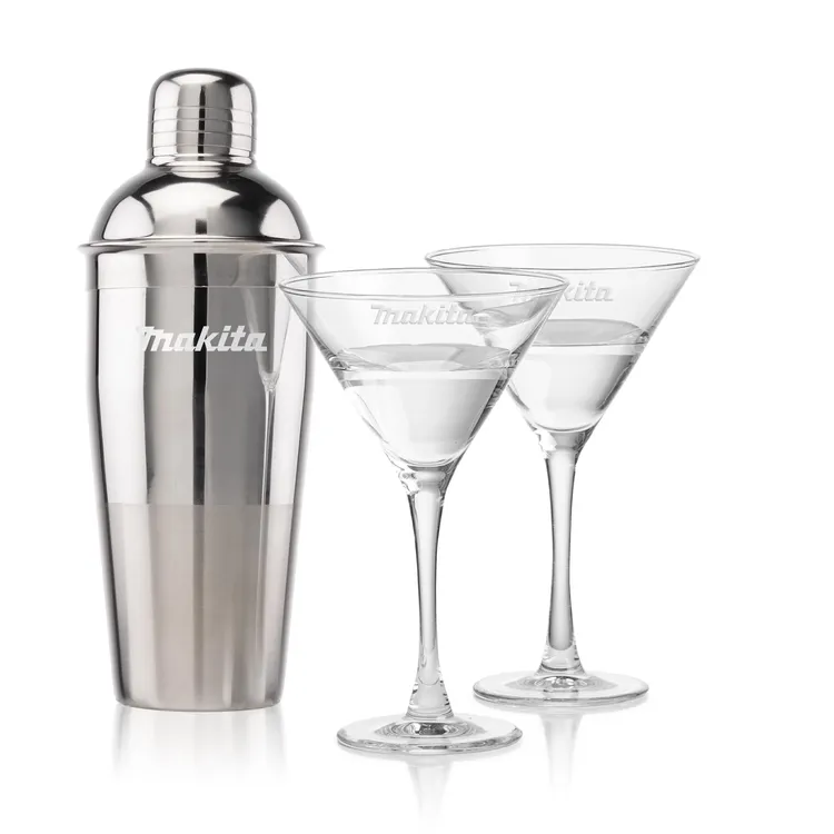 Catania Shaker and 2 Connoisseur Cocktail Glass Set