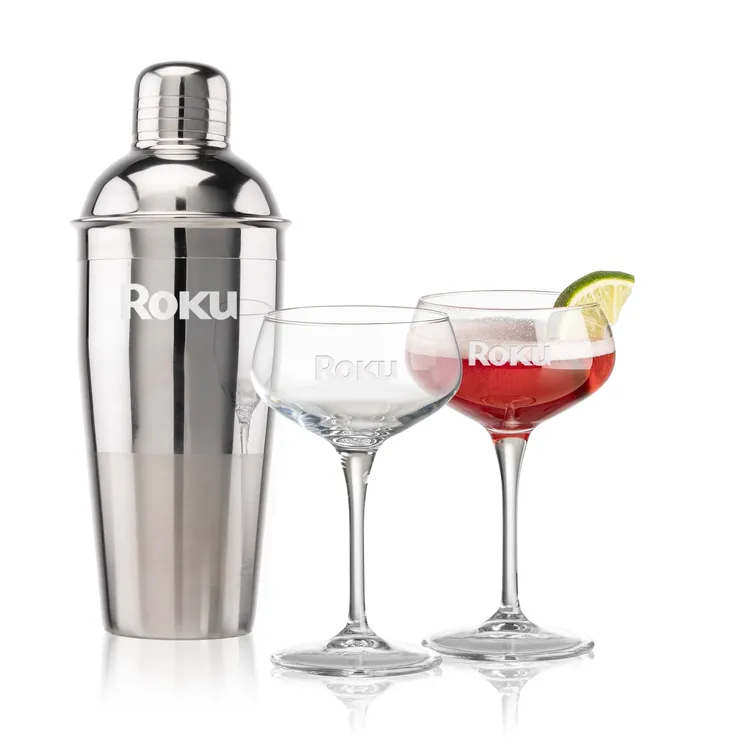 Catania Shaker and 2 Mixology Cocktail Glass Set