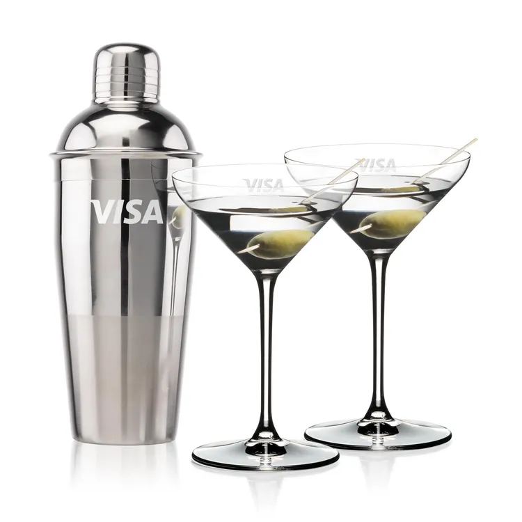 Catania Shaker and 2 RIEDEL Cocktail Glass Set