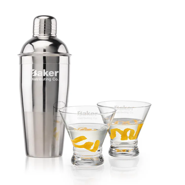 Catania Shaker and 2 Rideau Cocktail Glass Set