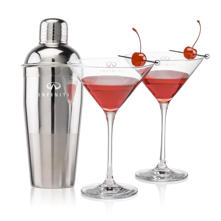 Ensemble shaker Catania et 2 verres à cocktails Santiago