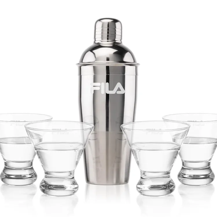 Catania Shaker and 4 Brisbane Cocktail Glass Set
