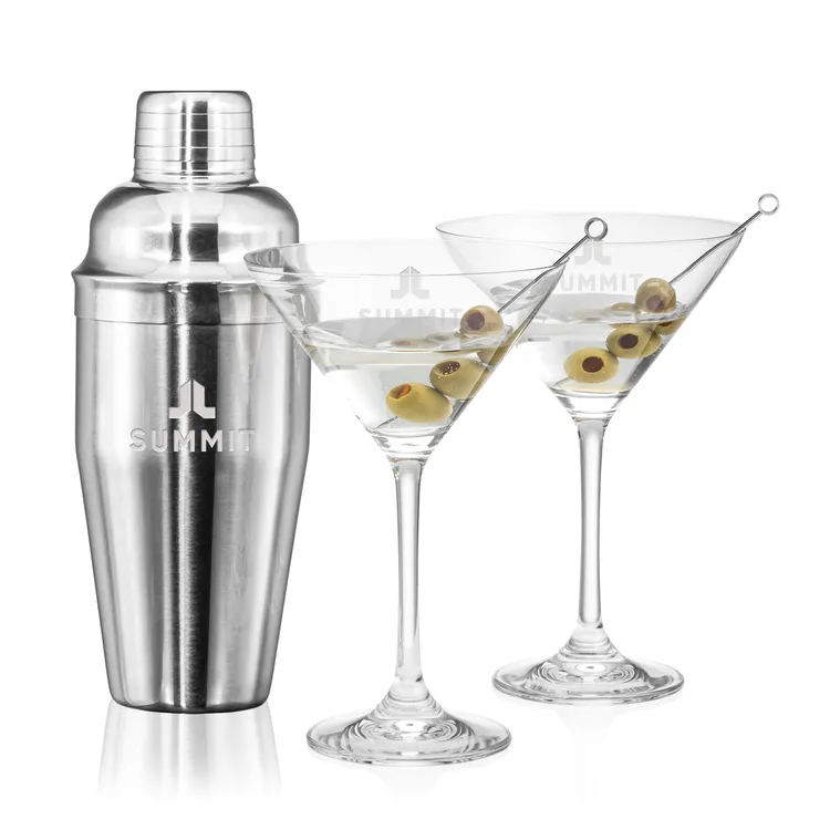 Connoisseur Shaker and 2 Burlington Cocktail Glass Set