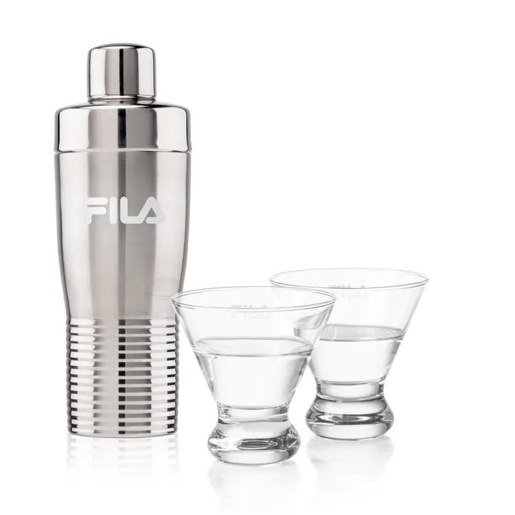 Genoa Shaker and 2 Brisbane Cocktail Glass Set
