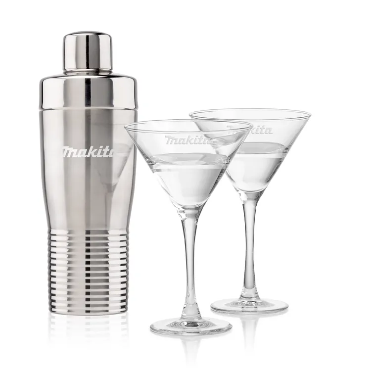 Genoa Shaker and 2 Connoisseur Cocktail Glass Set