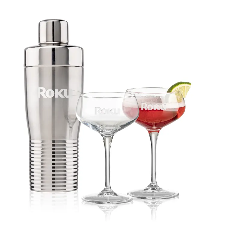Ensemble shaker Genoa et 2 verres à cocktails Mixology