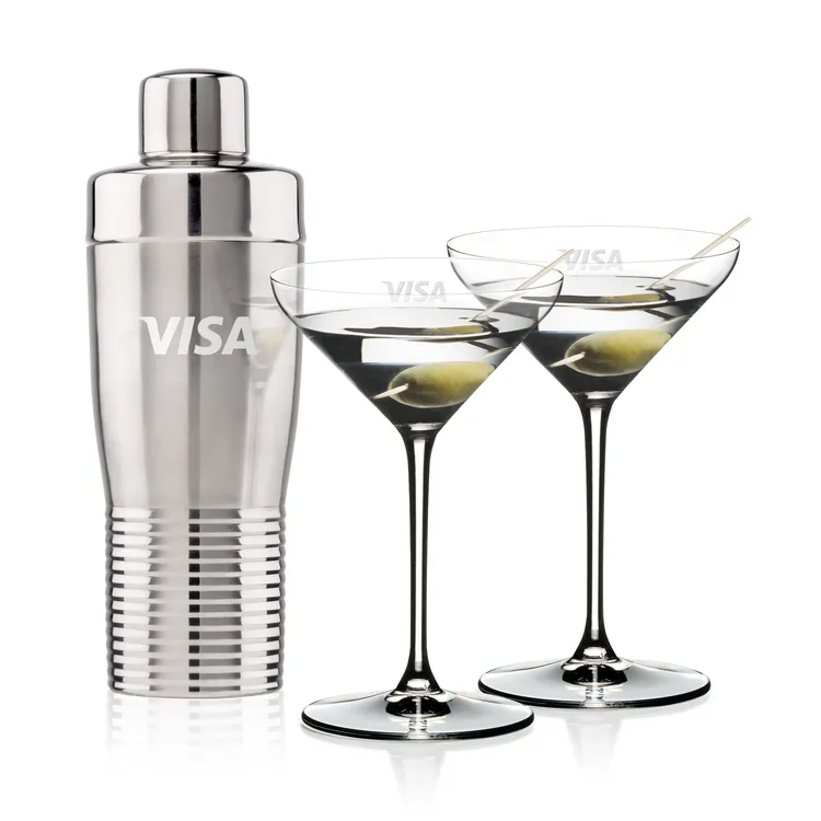 Genoa Shaker and 2 RIEDEL Cocktail Glass Set