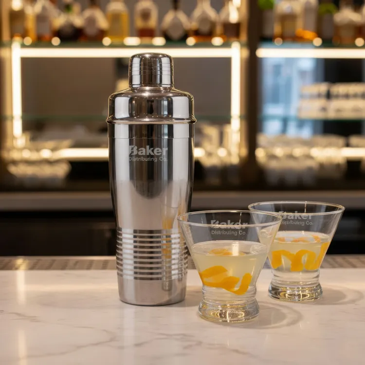 Genoa Shaker and 2 Rideau Cocktail Glass Set #4