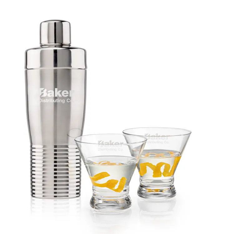 Genoa Shaker and 2 Rideau Cocktail Glass Set