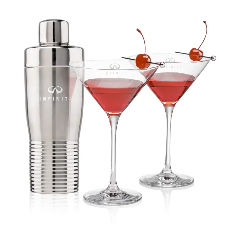 Genoa Shaker and 2 Santiago Cocktail Glass Set
