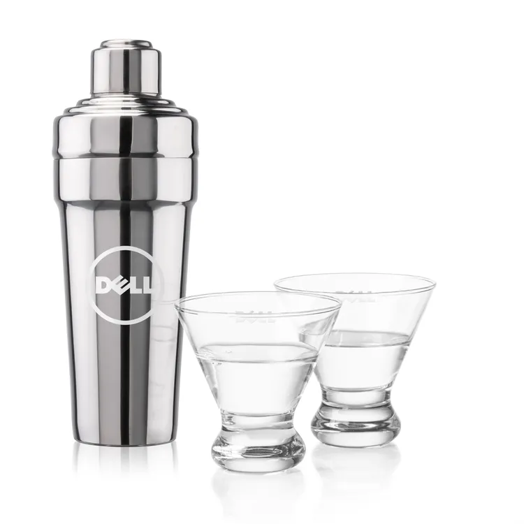 Milano Shaker and 2 Brisbane Cocktail Glass Set