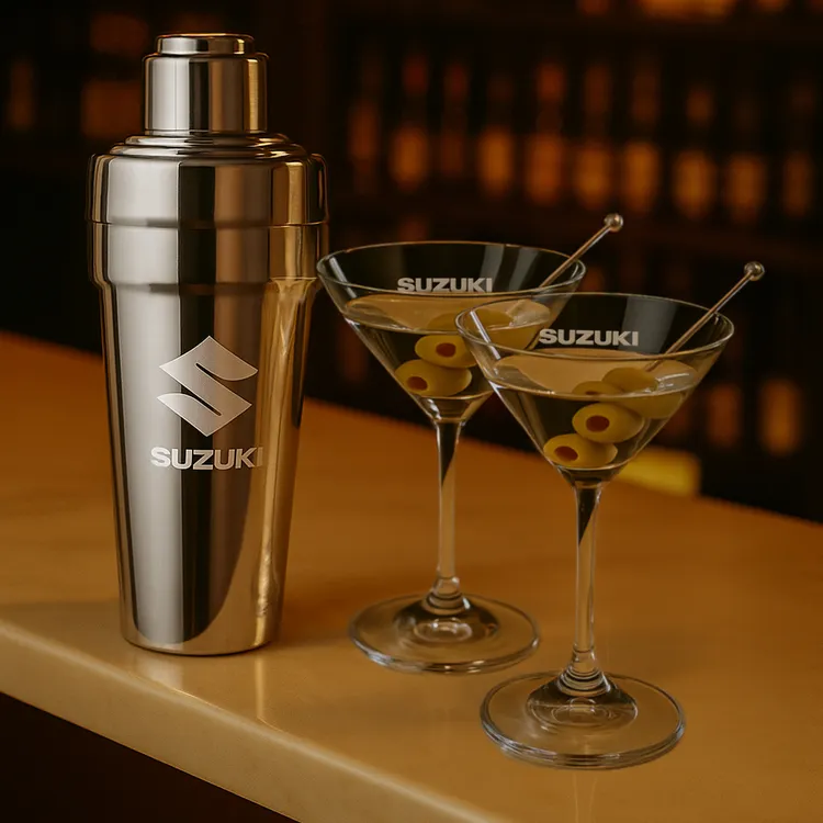 Milano Shaker and 2 Burlington Cocktail Glass Set #3
