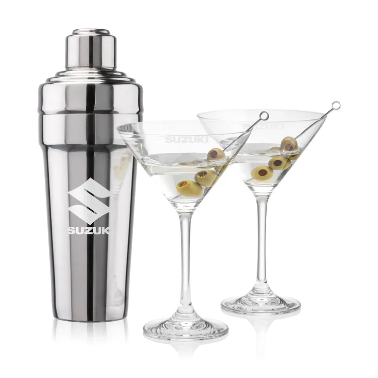 Milano Shaker and 2 Burlington Cocktail Glass Set