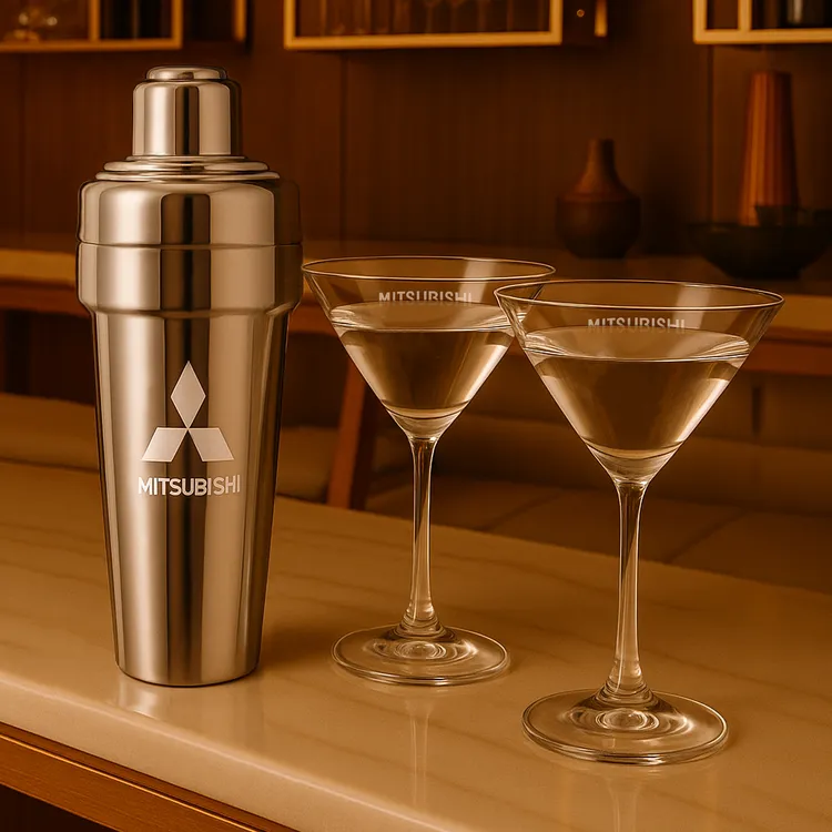Milano Shaker and 2 Coleford Cocktail Glass Set #3
