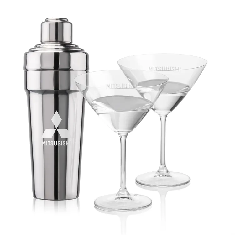 Milano Shaker and 2 Coleford Cocktail Glass Set
