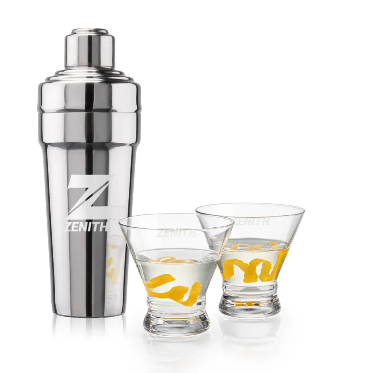 Milano Shaker and 2 Rideau Cocktail Glass Set