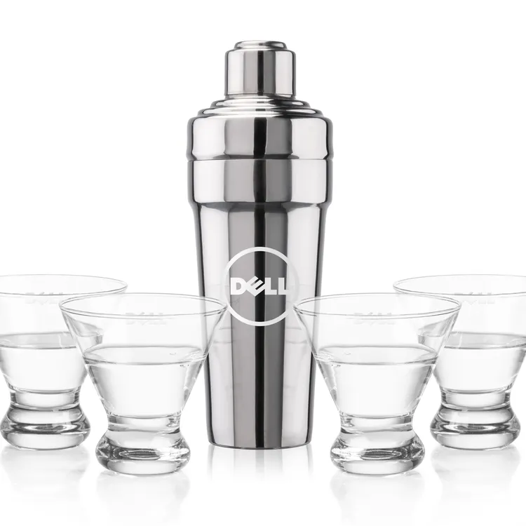 Milano Shaker and 4 Brisbane Cocktail Glass Set
