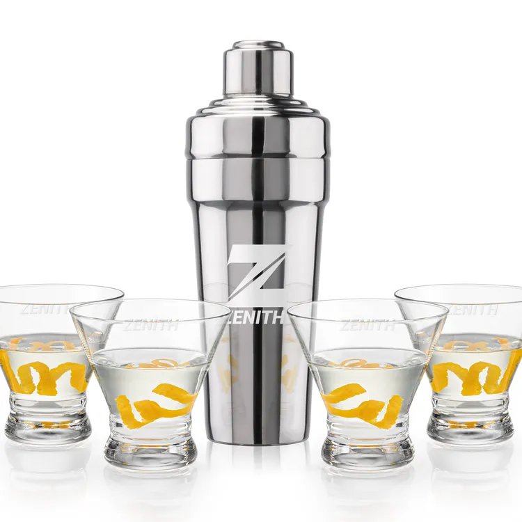 Milano Shaker and 4 Rideau Cocktail Glass Set