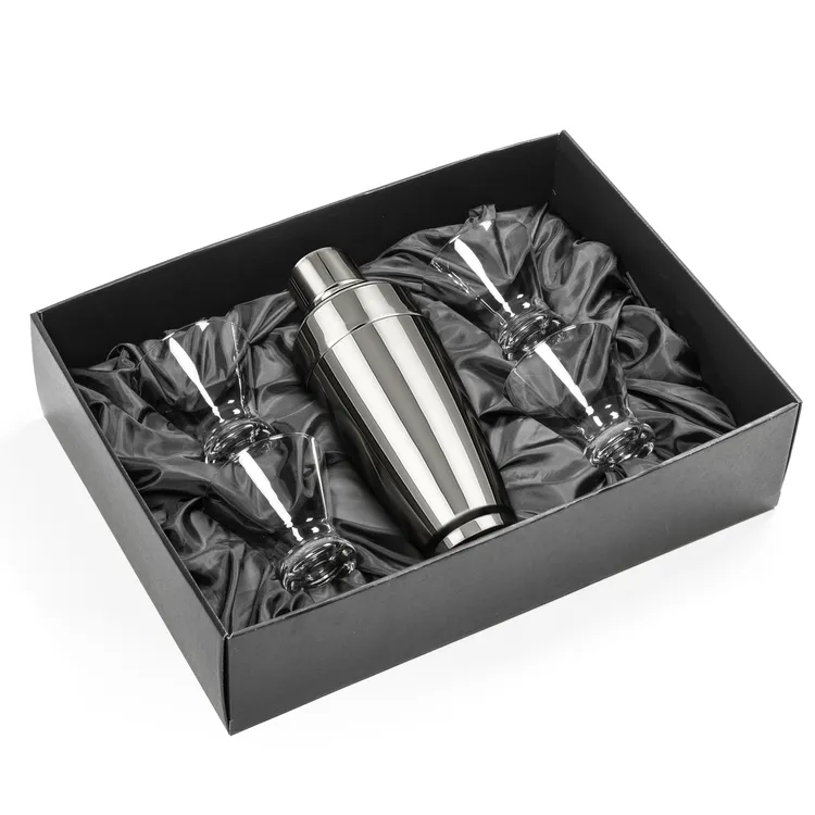 Pescara Shaker and 2 Brisbane Cocktail Glass Set #3