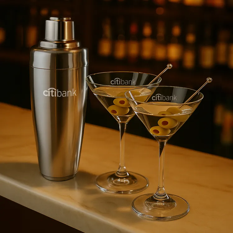 Pescara Shaker and 2 Burlington Cocktail Glass Set #3