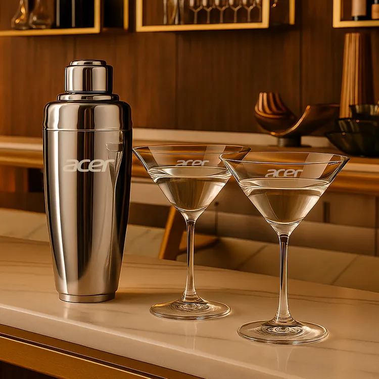 Pescara Shaker and 2 Coleford Cocktail Glass Set #3