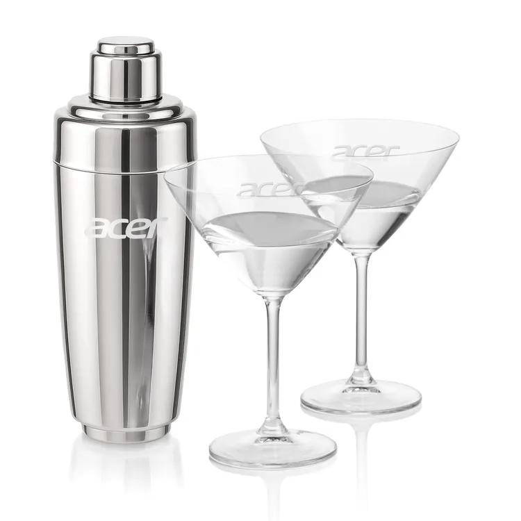 Pescara Shaker and 2 Coleford Cocktail Glass Set