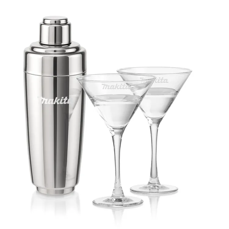 Pescara Shaker and 2 Connoisseur Cocktail Glass Set