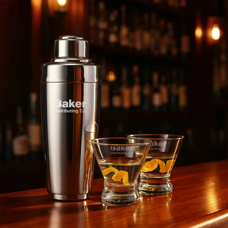 Pescara Shaker and 2 Rideau Cocktail Glass Set #4