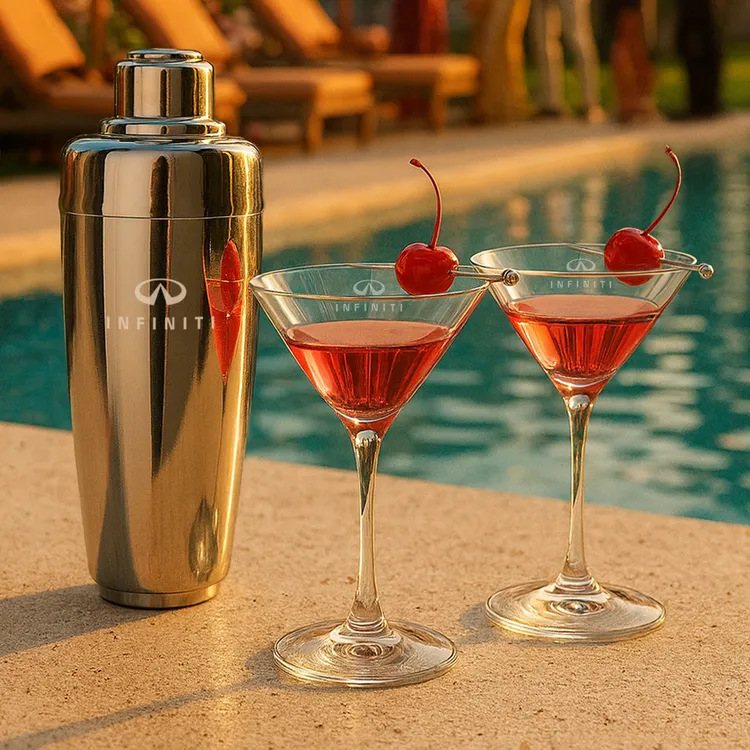 Pescara Shaker and 2 Santiago Cocktail Glass Set #3