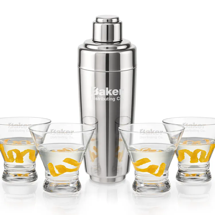 Ensemble shaker Pescara et 4 verres à cocktails Rideau