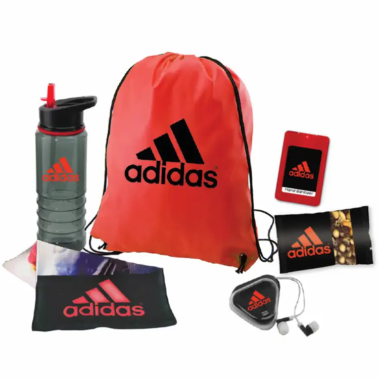 Workout Kit with Drawstring Bag Bottle Accessories and Trail Mix