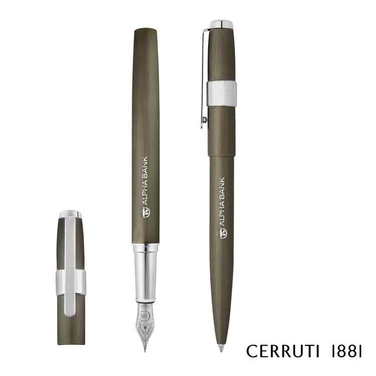 Ensemble stylo à bille et stylo-plume Cerruti 1881 Block Brushed #2