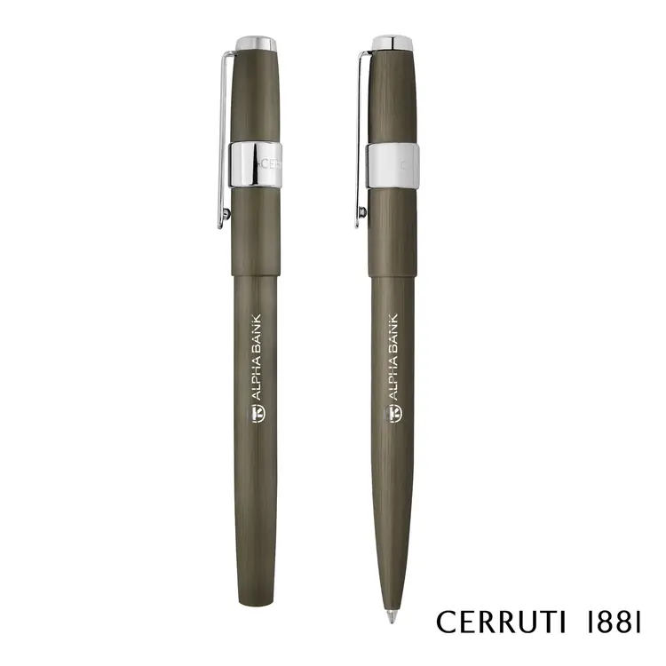 Ensemble stylo à bille et stylo-plume Cerruti 1881 Block Brushed
