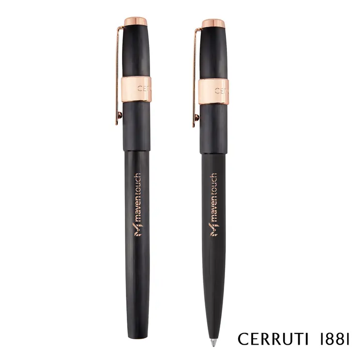 Ensemble stylo à bille et stylo roller Cerruti 1881 Block Brushed