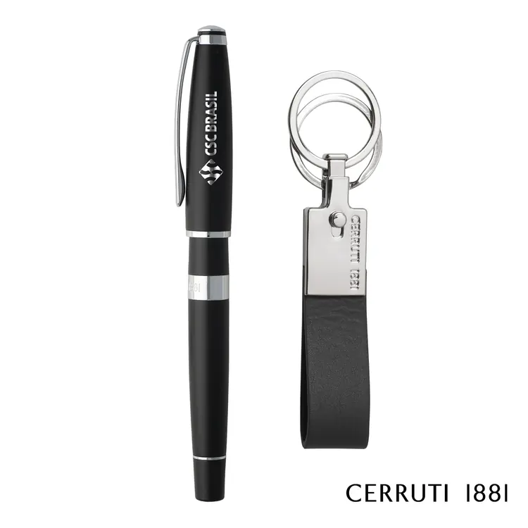 Cerruti 1881 Bicolore Rollerball Pen and Zoom Key Ring Set