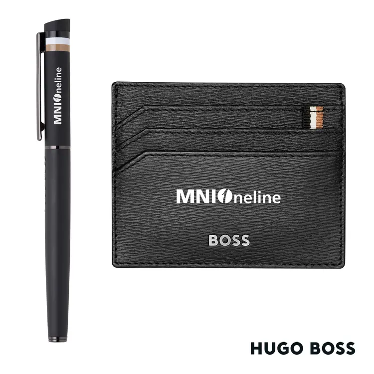 Hugo Boss Loop Rollerball Pen and Iconic Card Holder Set