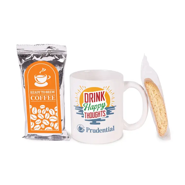 Mug, coffee and biscotti gift bag set