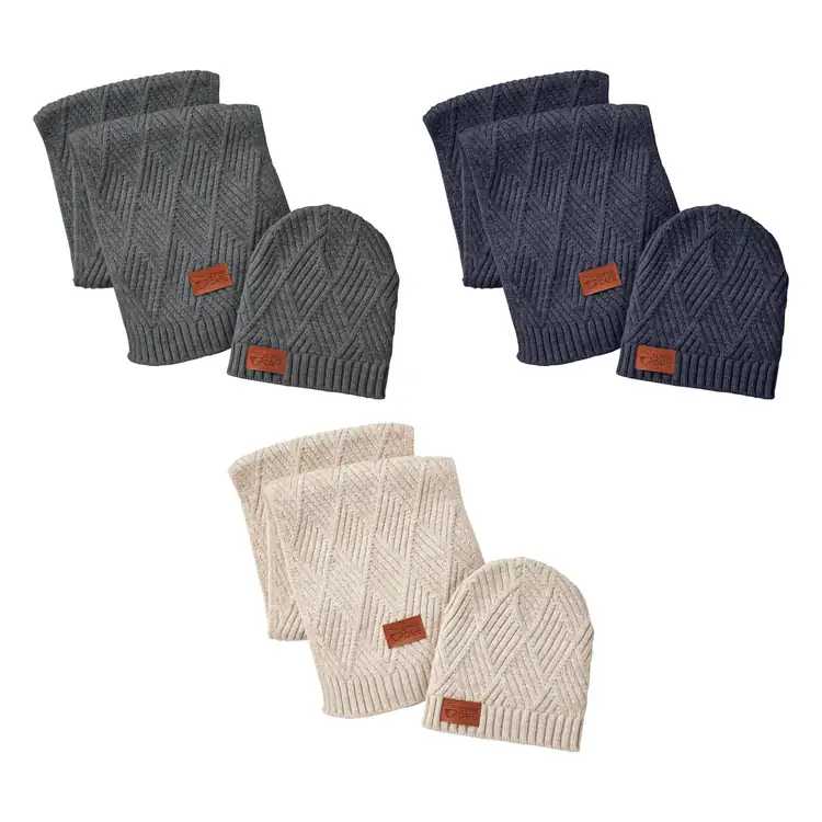 Leeman Trellis Beanie and Scarf Mailer Gift Set