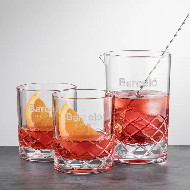 Durham 24 oz Mixing Glass and 2 On-the-Rocks Glasses Set