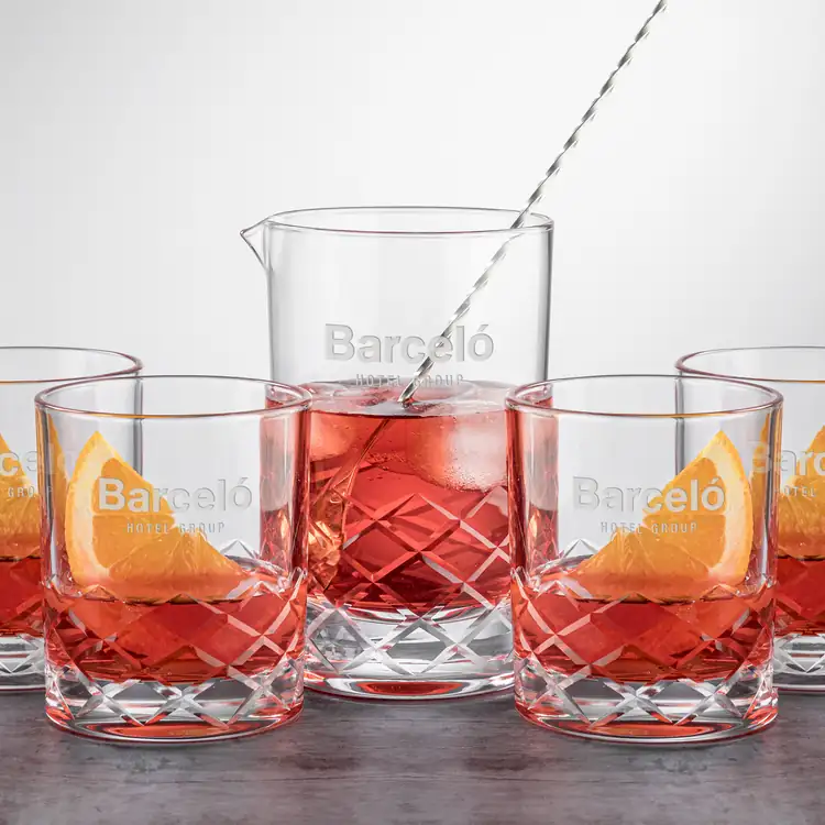 Durham 24 oz Mixing Glass and 4 On-the-Rocks Glasses Set