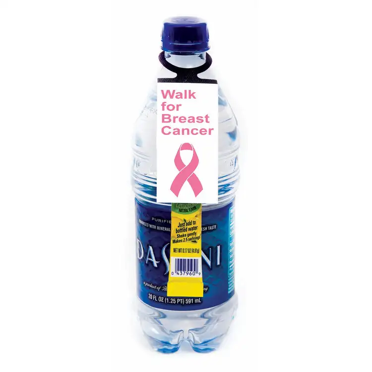 Bottle hang tag with drink mix